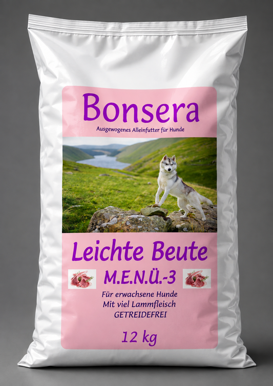 Bonsera Leichte Beute M.E.N.Ü.-3 Hundefutter Verpackung