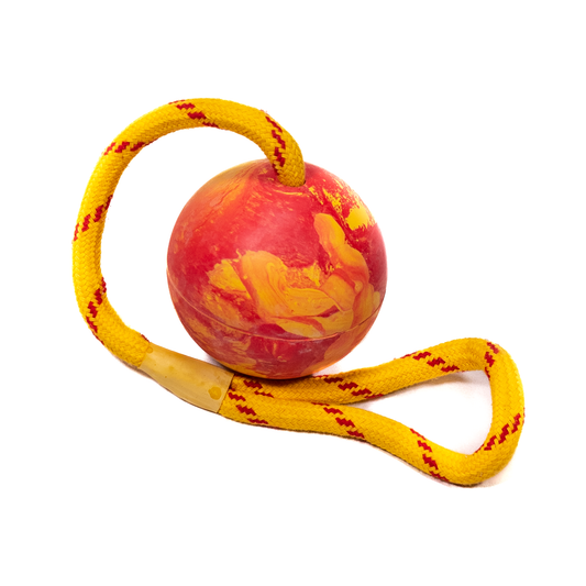 Vollgummi Ball mit Kordel, schwimmfähig – Produktbild